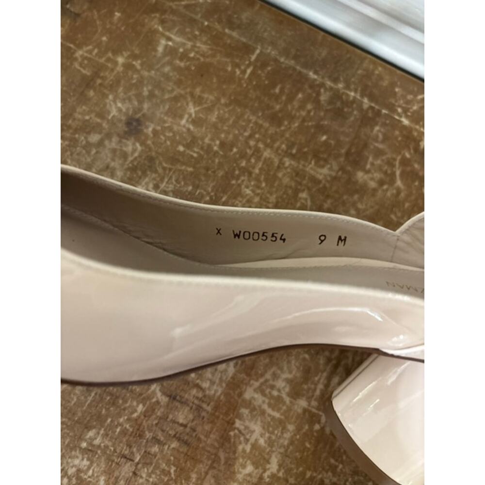 Stuart Weitzman Heel Block Round Toe Nude Ankle Strap Patent Leather Sz 9 NEW - Picture 5 of 8